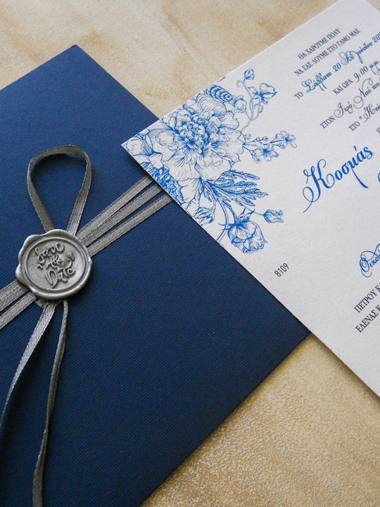 Wedding Invitation Blue Cloves Aaf8109