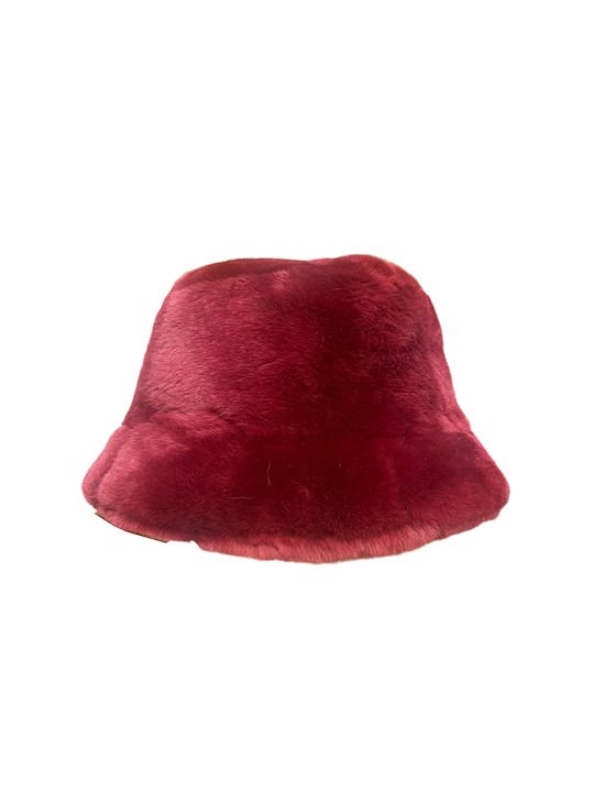 MARKOS LEATHER Furry Women's Bucket Hat Burgundy