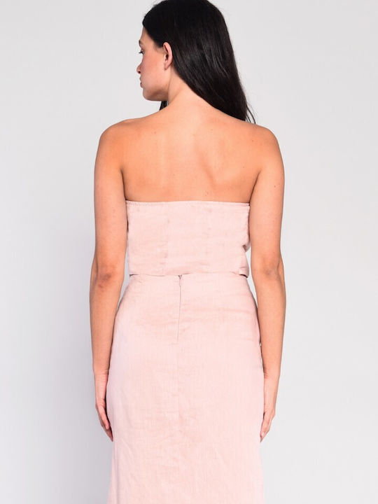 Γυναικεία Καλοκαιρινή Μπλούζα Strapless Ροζ