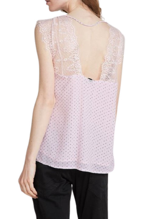 Damen Sommer Bluse Ärmellos mit V-Ausschnitt Off White