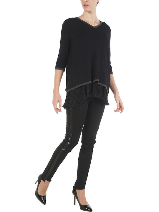Women's Blouse with 3/4 Sleeve Black