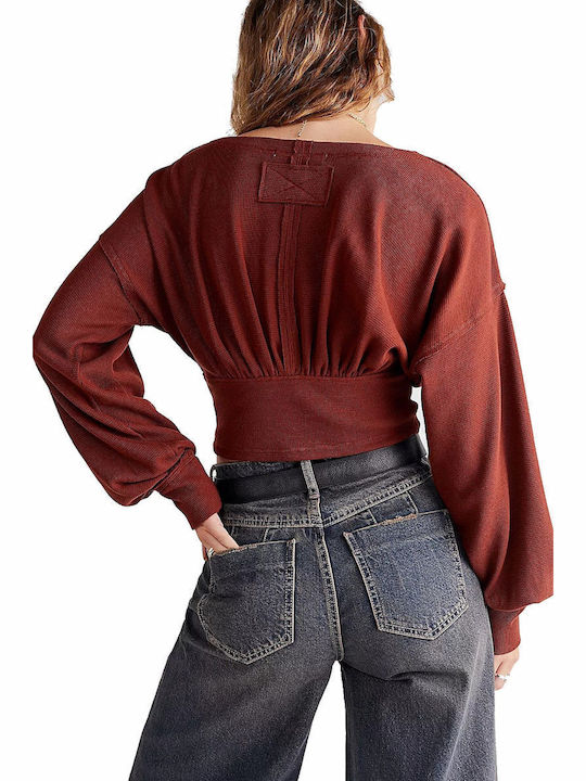 Free People Μπλούζα Μπορντό