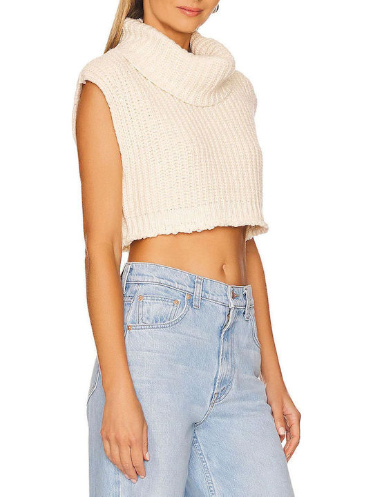 Γυναικείο Crop Top Βαμβακερό Ζιβάγκο Αμάνικο Bone