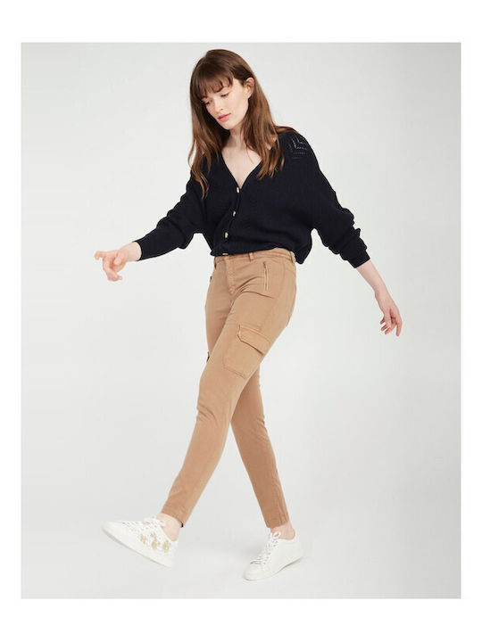 Damen Stoff Cargo Hose Beige