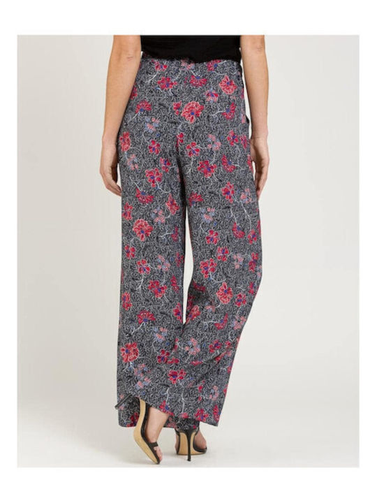 Damen Hoch tailliert Stoff Hose Blumen