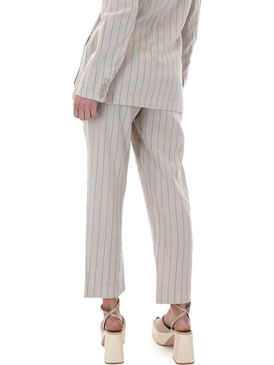 Armani Exchange Дамско Чино Панталон Beige - Sky Blue