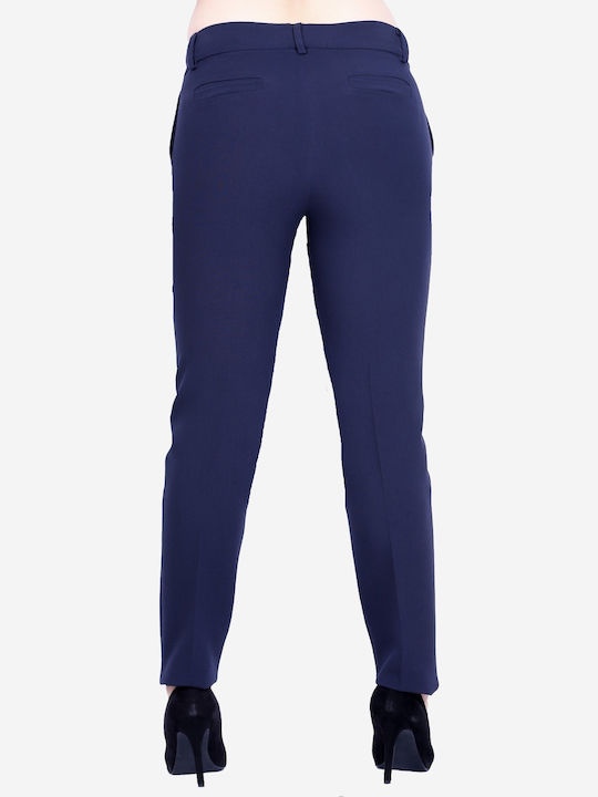 Damen Hoch tailliert Stoff Hose Marineblau