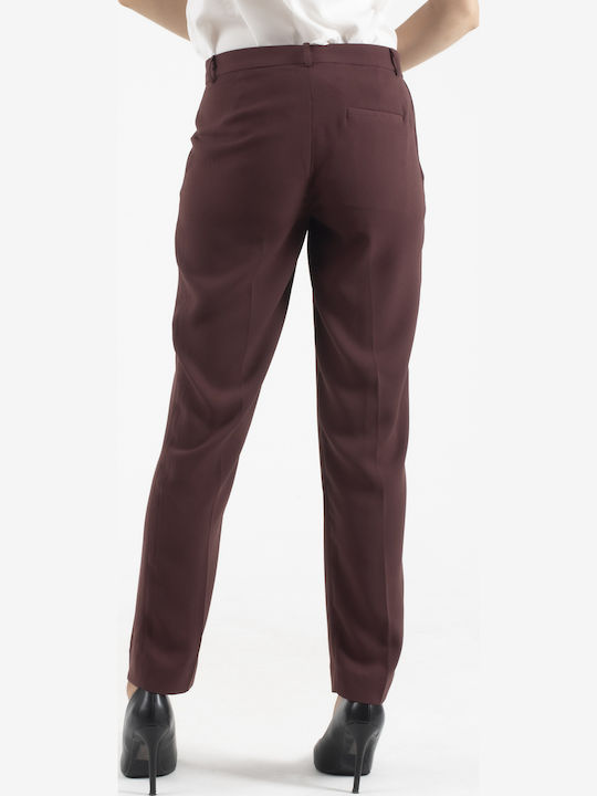 Women's Fabric Trousers Burgundy