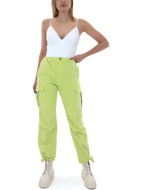 Damen Stoff Cargo Hose Green