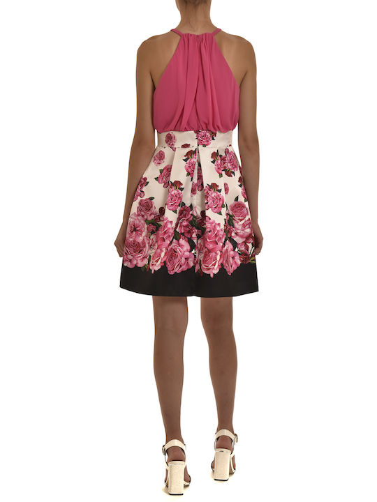 Summer Mini Dress for Wedding Christening White/Fuchsia