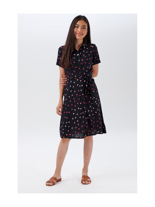 Sommer Midi Hemdkleid Kleid Schwarz