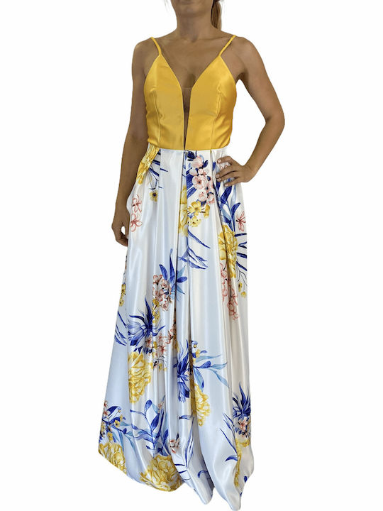 Summer Maxi Dress for Wedding Christening Satin Blonde K19-9008