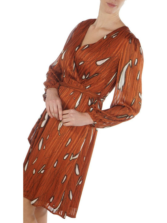 Mini Evening Dress Wrap Brown