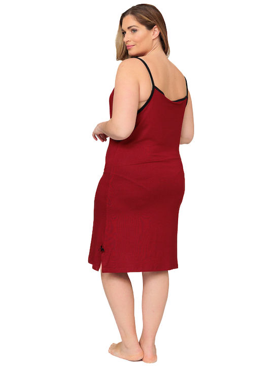 Asel Summer Cotton Women's Burgundy Nightgown