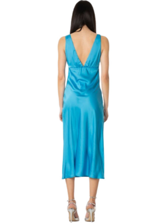 Summer Midi Evening Dress Satin Ocean
