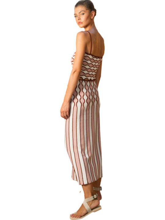 Summer Midi Dress ECRU&RED&PINK