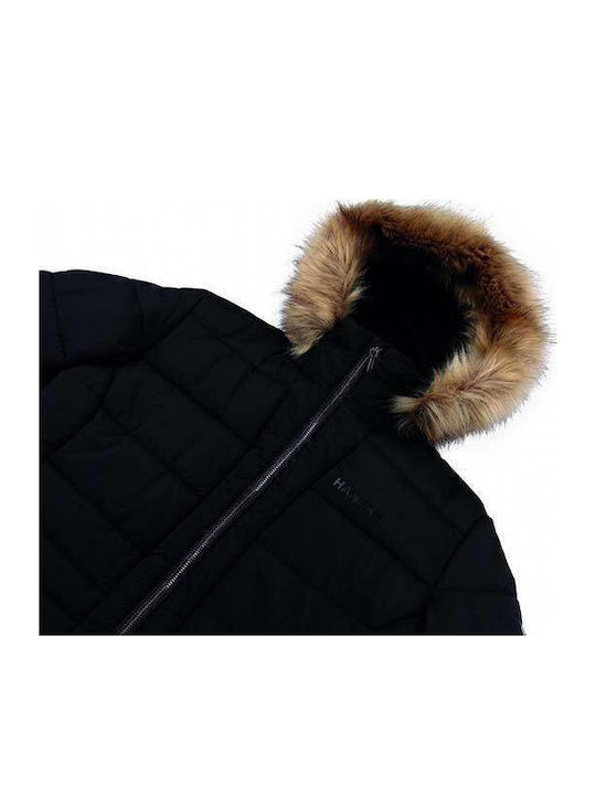 Κοντό Γυναικείο Puffer Μπουφάν για Χειμώνα Black