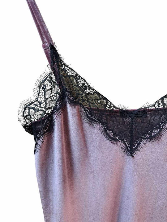 Muydemi Winter Velvet Women's Nightdress Dark pink.