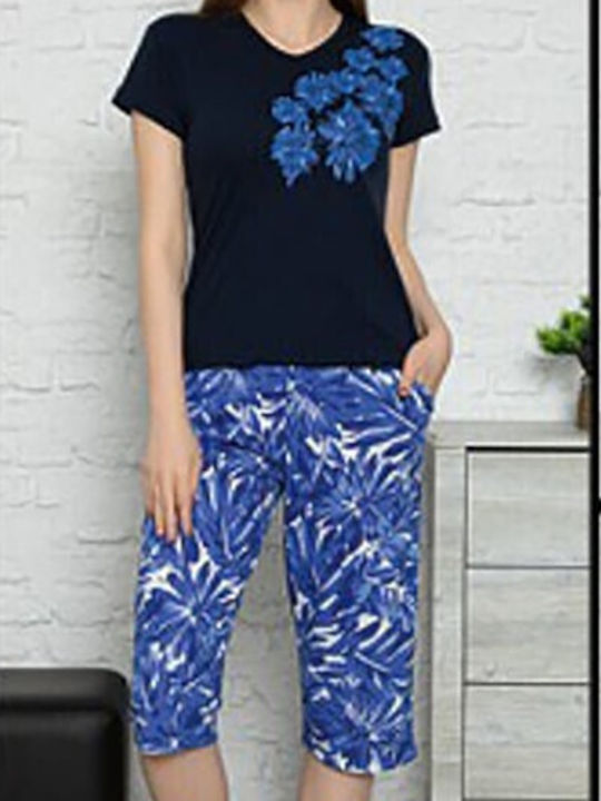 Fawn Sommer Damen Pyjama-Set Blue