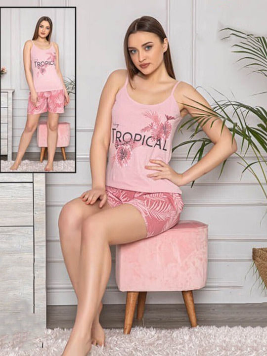 Fawn Sommer Damen Pyjama-Set Pink