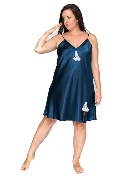 Moongirl Καλοκαιρινό Γυναικείο Νυχτικό Μπλε