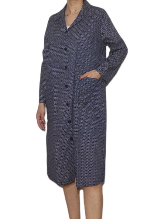 Rodonna Winter Women's Robe Blue Beige