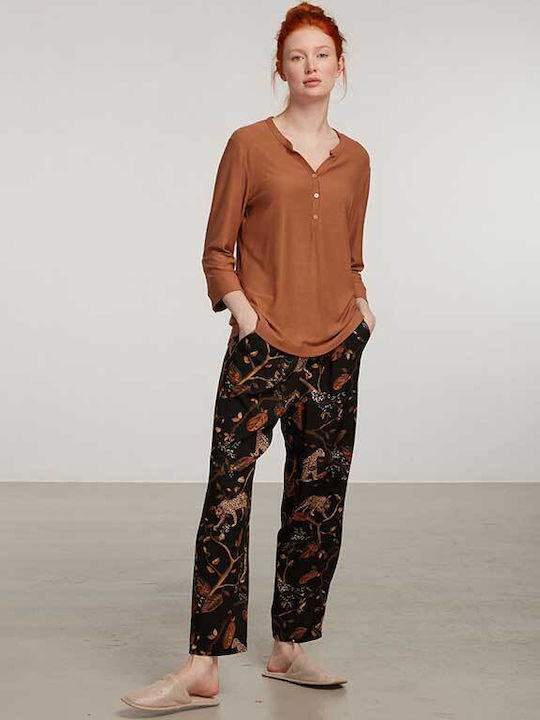 Penye Mood Winter Damen Pyjama-Set Black
