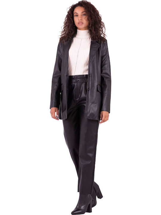 Byoung Long Women's Leather Blazer Black (200451/BLACK)