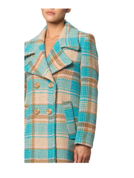 Women's Checked ROSA/VERDE Coat with Buttons