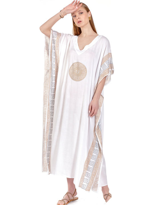 Platinum Fashion Καφτάνι Παραλίας Λευκό