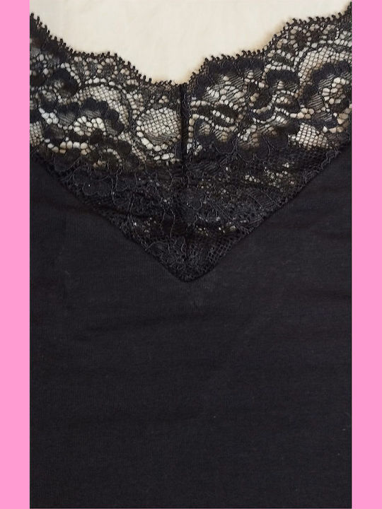 Women's T-Shirt with Spaghetti Strap Black