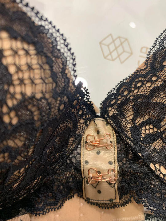 Love And Bra Δαντελένιο Σετ Εσωρούχων Bralette με Brazil Ροζ