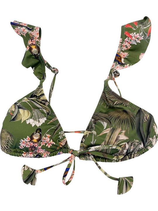 Bikini Τριγωνάκι Floral πράσινο-λαδί