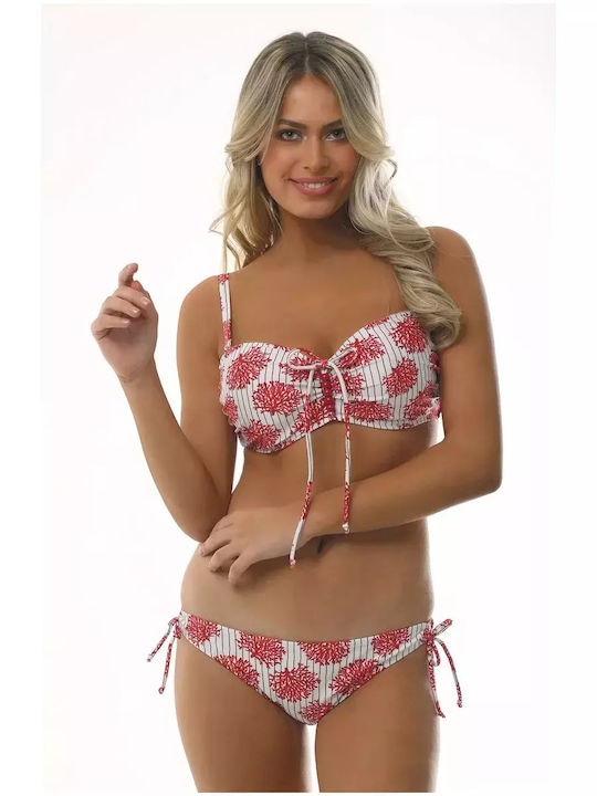 Padded Underwire Bikini Bra with Detachable & Adjustable Straps White