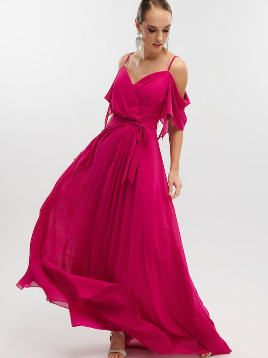 Καλοκαιρινό Maxi Φόρεμα για Γάμο / Βάπτιση Magenta