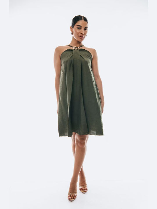 Mini Dress for Wedding and Christening Khaki