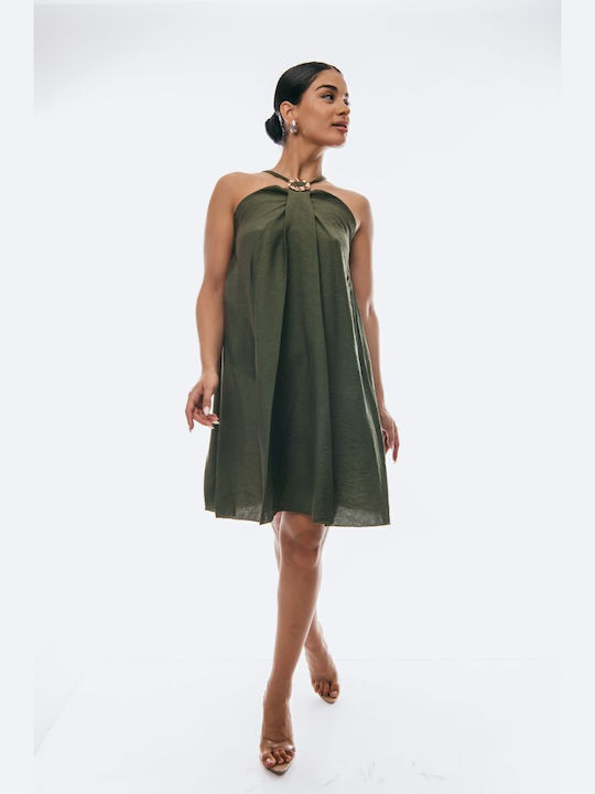 Mini Dress for Wedding and Christening Khaki