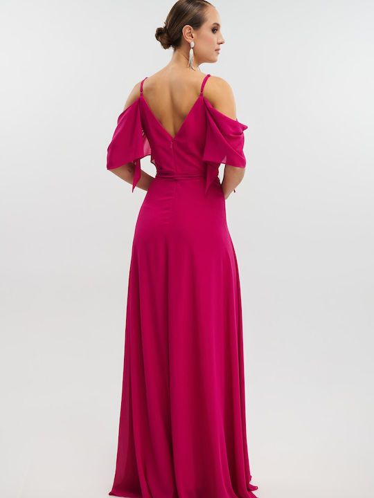 Καλοκαιρινό Maxi Φόρεμα για Γάμο / Βάπτιση Magenta