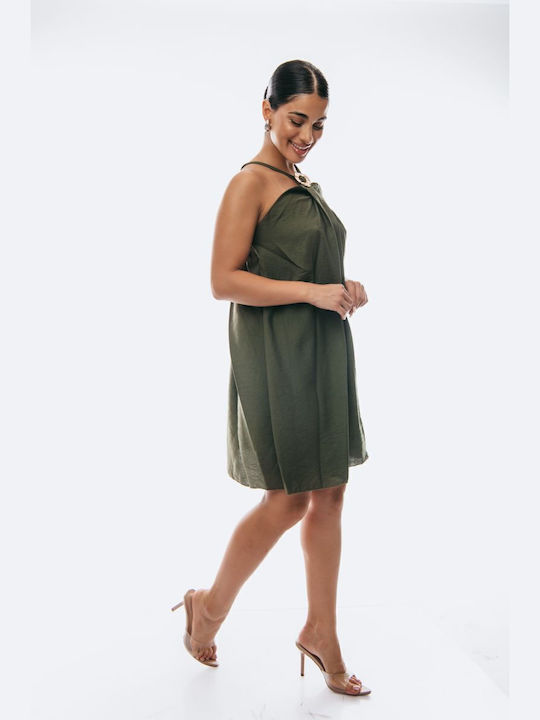 Mini Dress for Wedding and Christening Khaki