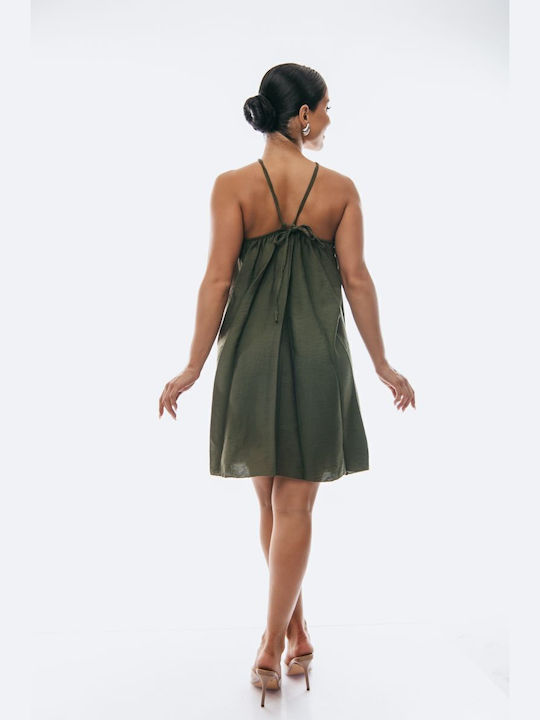 Mini Dress for Wedding and Christening Khaki