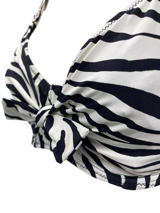 Underwire Bikini Set Triangle Top & Slip Bottom Black Animal Print