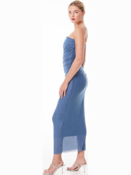Sophie Summer Midi Evening Dress Strapless Light Blue