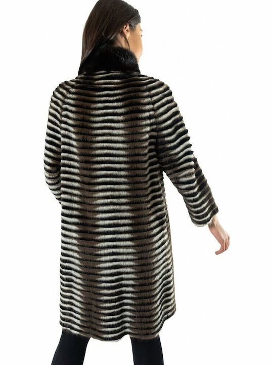 Frauen Pelz Beige-Black