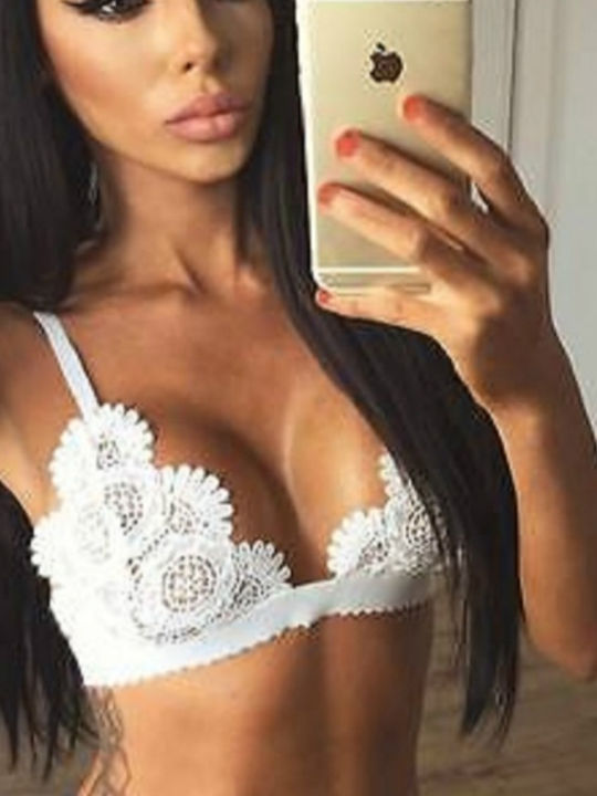 Δαντέλα Floral Bralet Bralet Σουτιέν Προσαρμοσμένα Λουριά Crop Top Μπάντες Μέγεθος L Λευκό Δαντέλα Floral Bralet Bralet Σουτιέν Προσαρμοσμένα Λουριά Crop Top Μπάντες Μέγεθος L Λευκό