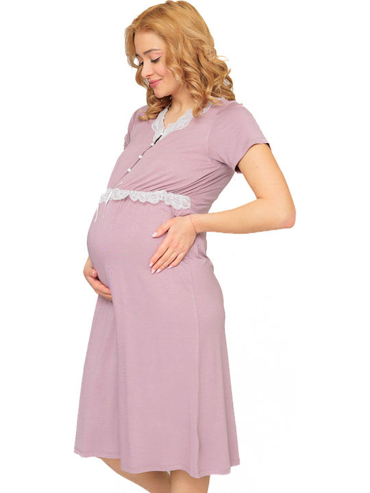 Angel's Secret Nightgown Maternity & Nursing Gray