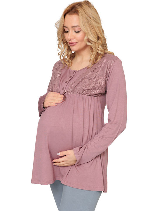 Angel's Secret Set pijamale de maternitate și alăptare în culoarea Gri