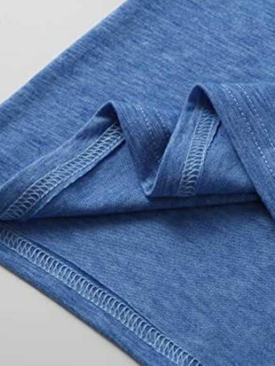 Short Sleeve Nursing Top Blue Polyester-cotton