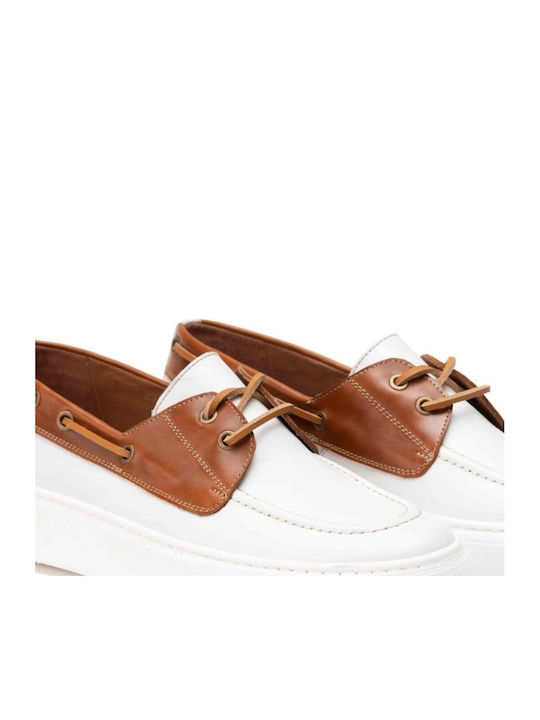 Men's Leather Boat Shoes White
