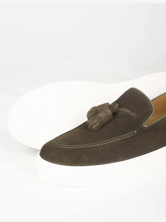 Δερμάτινα Ανδρικά Loafers σε Πράσινο Χρώμα