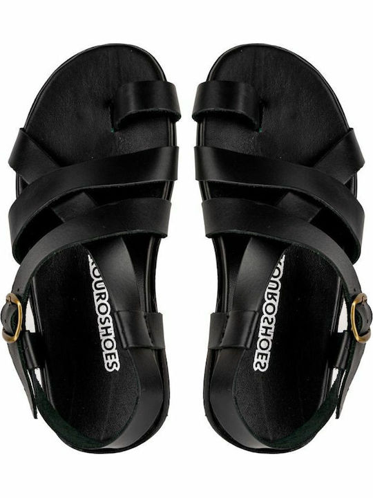 Leder Herrensandalen in Schwarz Farbe